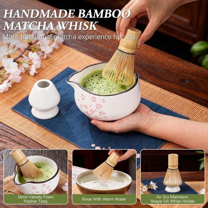 Cherry Blossom Matcha Whisk Set Traditional Tea Kit W/ Accessories Perfect Gift