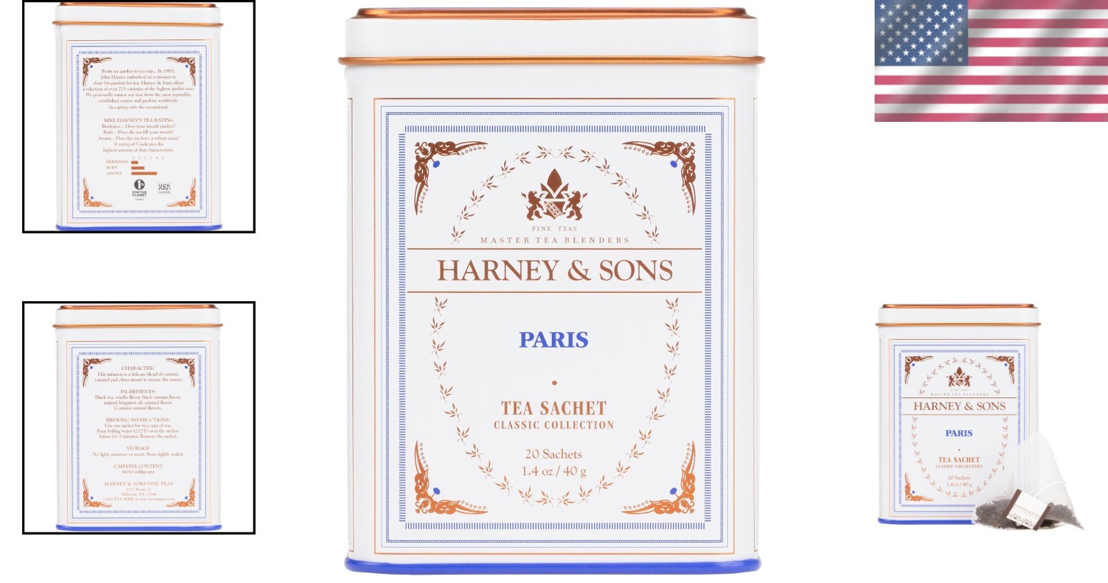 Harney & Sons Paris Black Tea – 20 Sachets | Fruity Vanilla & Caramel Blend