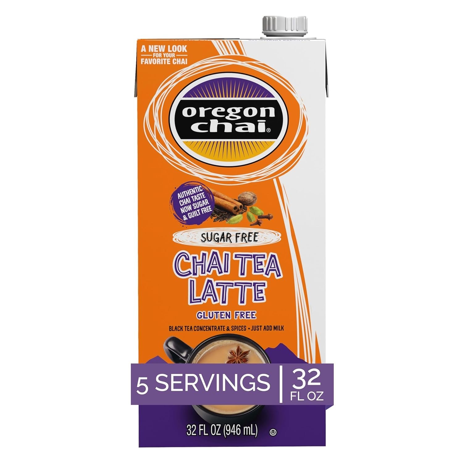 Instant Sugar Free Chai Concentrate – 32 Oz Tetra Pak for Hot/Cold Drinks