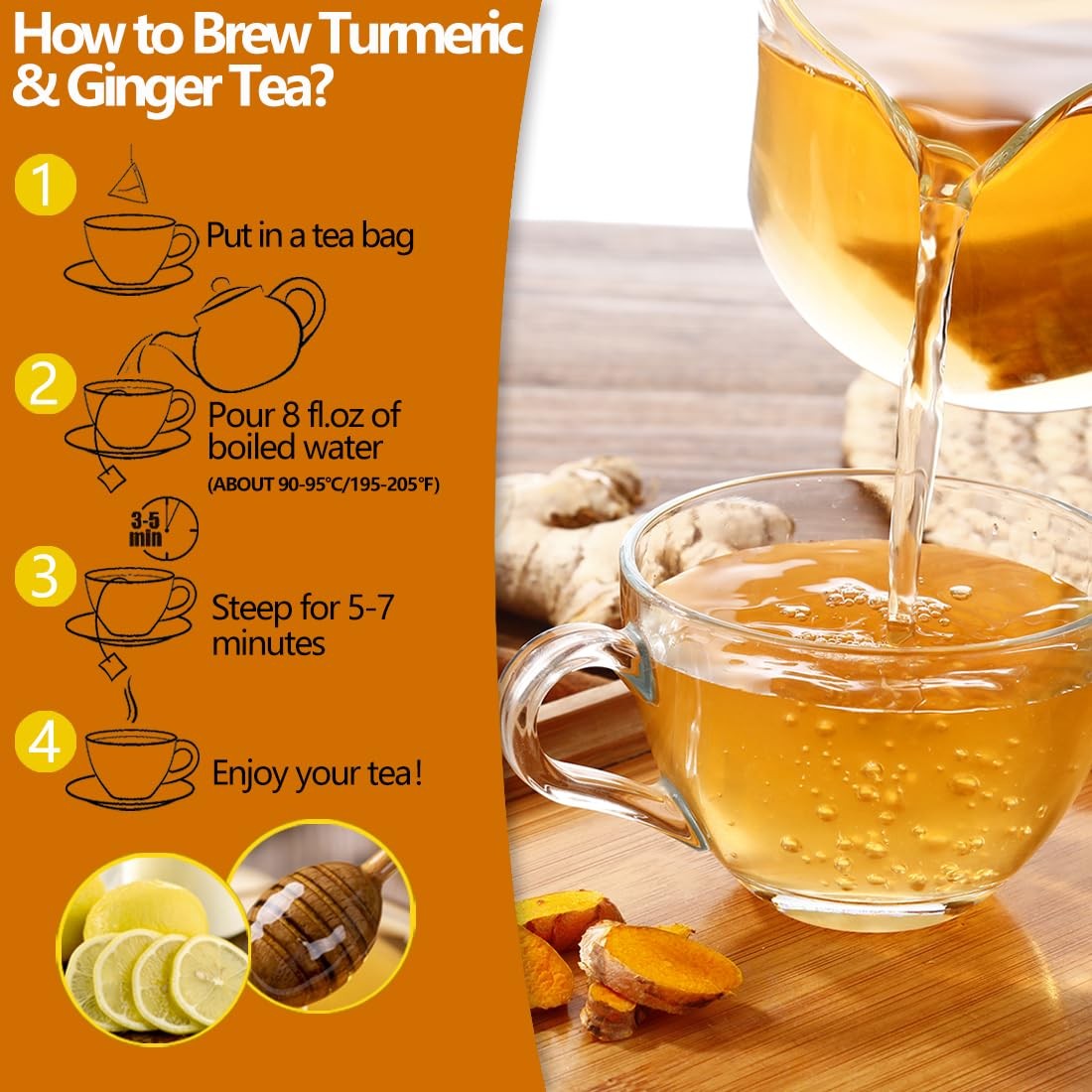 120 Premium Turmeric, Ginger, Cinnamon Blend Tea Bags, 120 Count (Pack of 1)