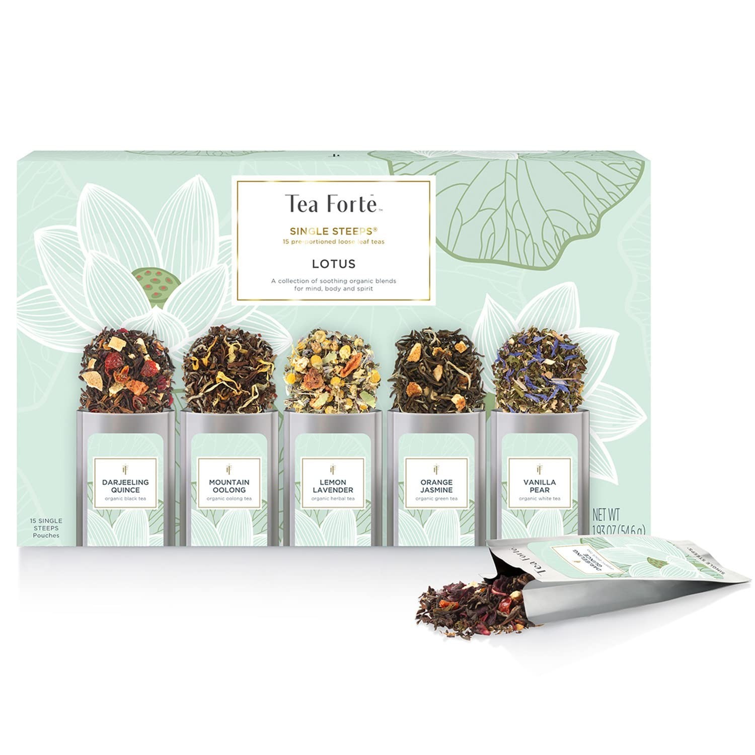 Single Steeps Loose Leaf Tea Sampler, Assorted Variety Tea Box, 15 Single Ser…