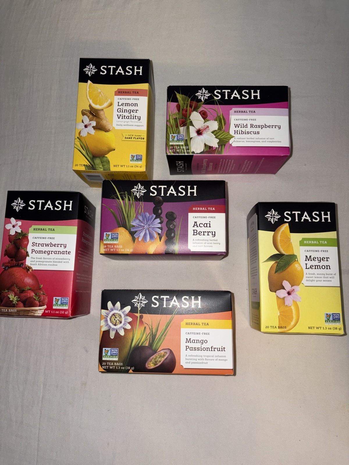 Stash Tea Bags Fruity Herbal Tea Assortment Lot Of 6 Boxes 116 Total Bags 08/26