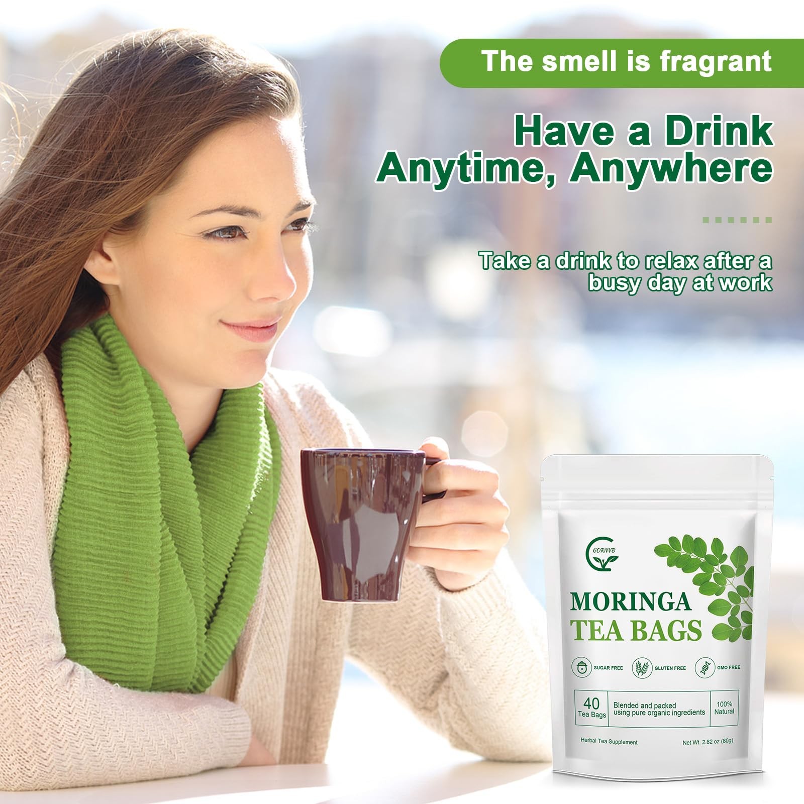 Moringa Tea Bags | 100% Pure Moringa Leaf Tea | Antioxidant-Rich, Caffeine-Te…