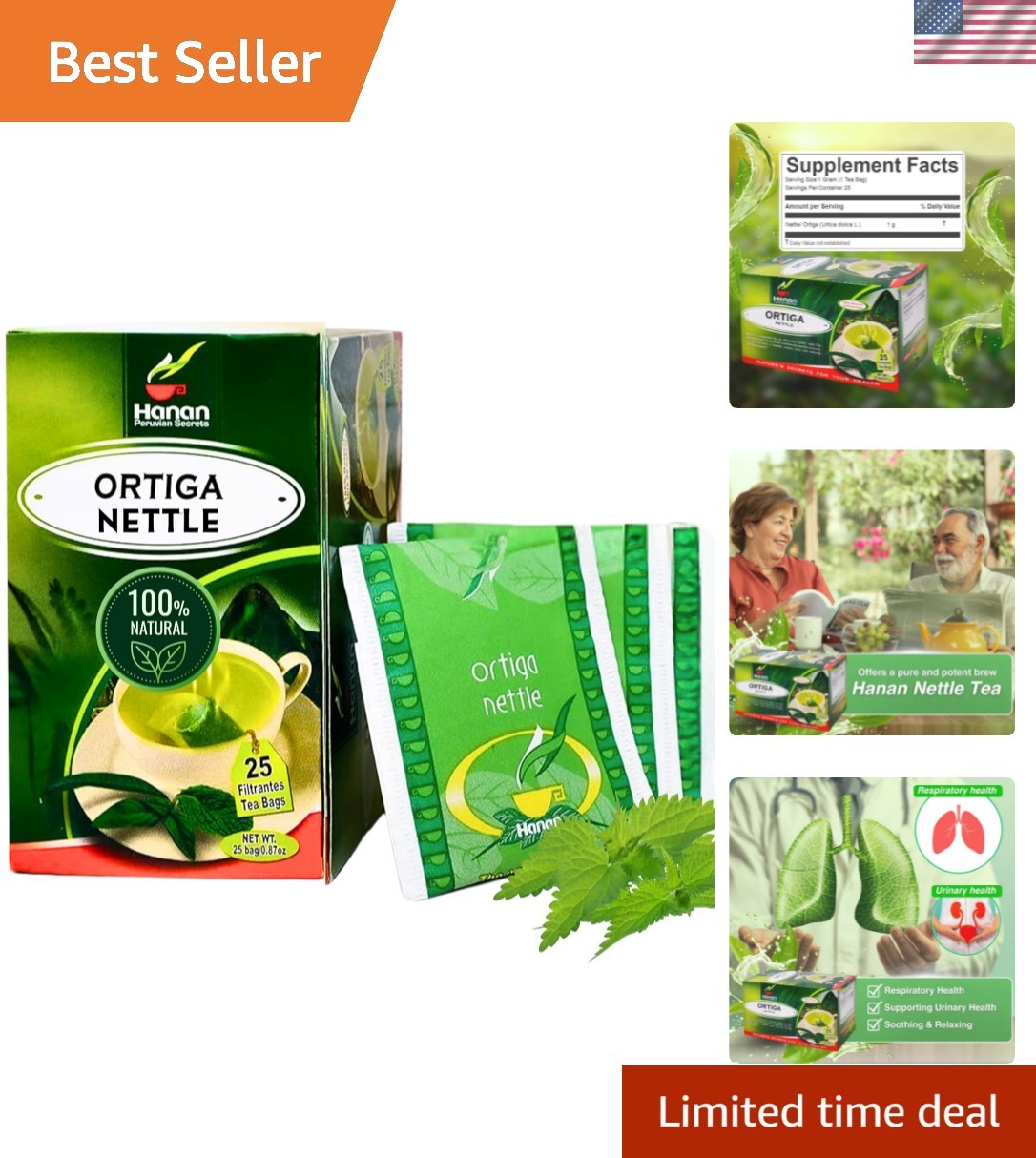 Nettle Tea – 25 Tea Bags of Stinging Nettle Leaf and Root – All-Natural Herba…