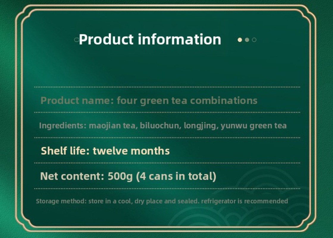 Premium Green Tea Longjing Maojian Tea Mingqian Biluochun Gaoshan Yunwu Tea