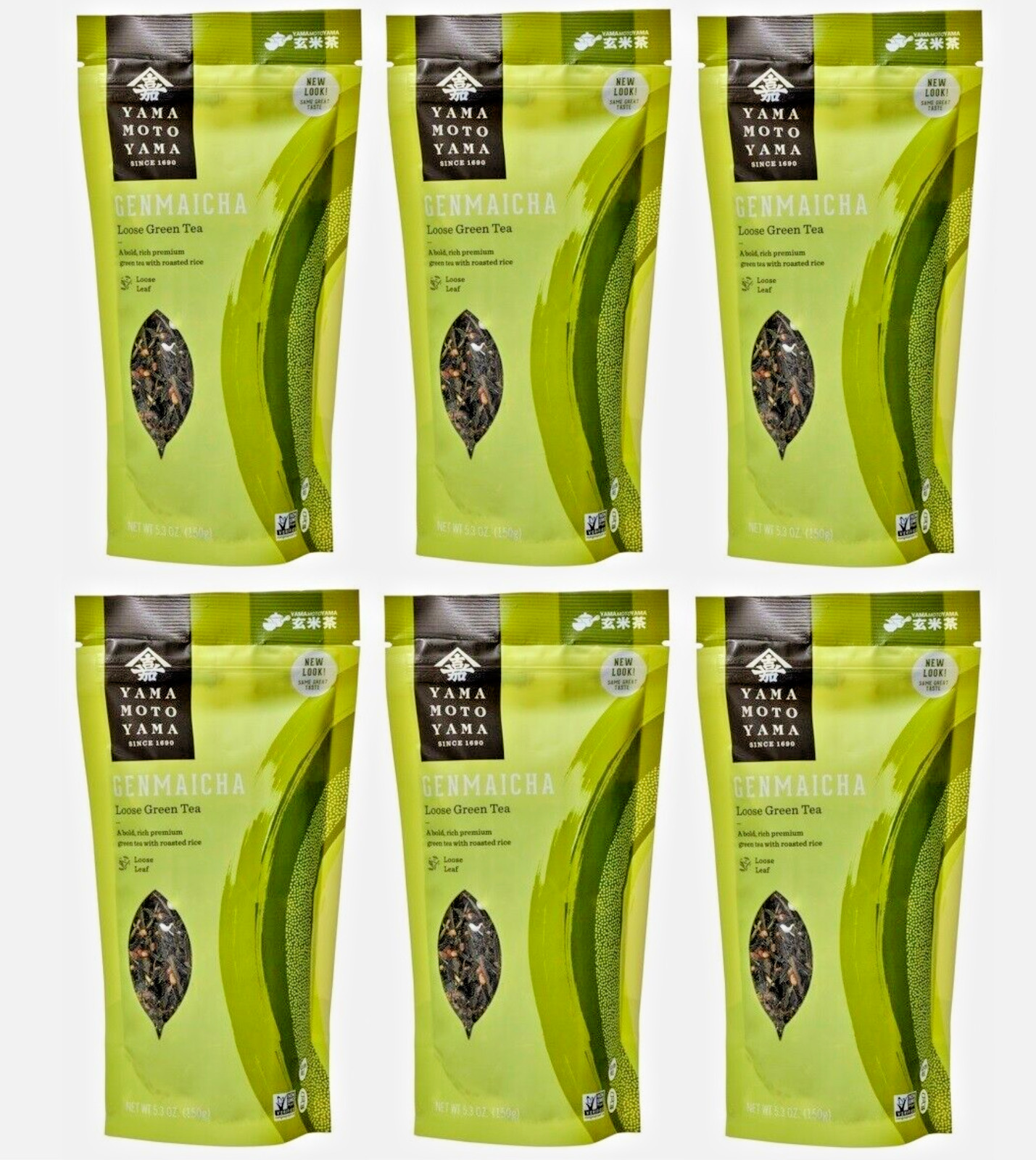 Japanese Yamamotoyama Genmaicha Green Tea w/ Roasted Rice 5.3oz (Pack of Six)