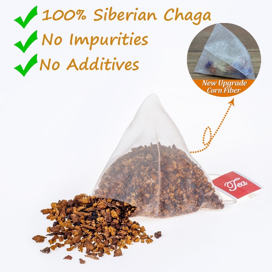60 Chaga Tea Bags,100% Pure Siberian Wild Harvest Chaga Mushroom,No Additives…