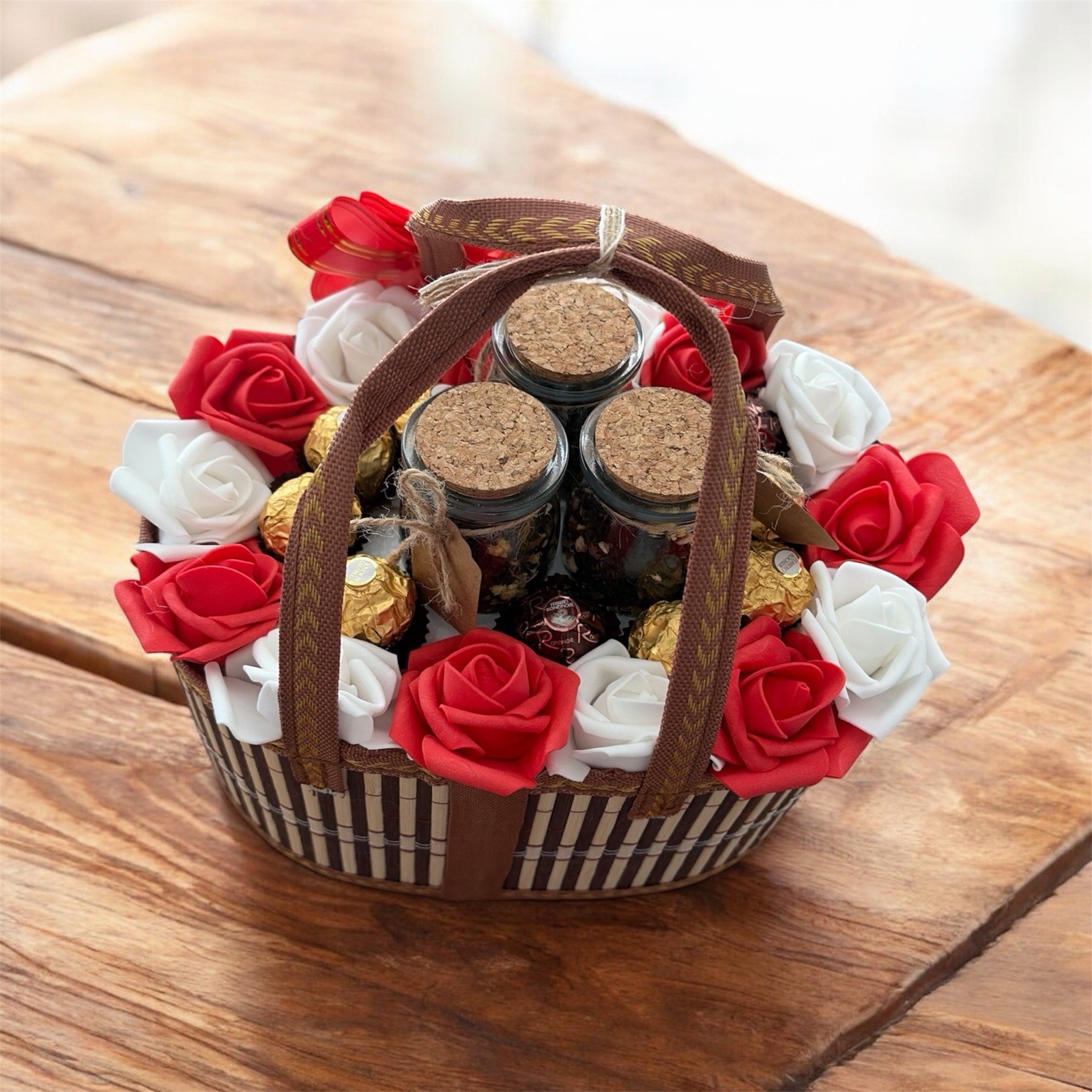 Handcrafted Bamboo Tea and Candy Gift Basket – Aromatic Teas, Chocolates