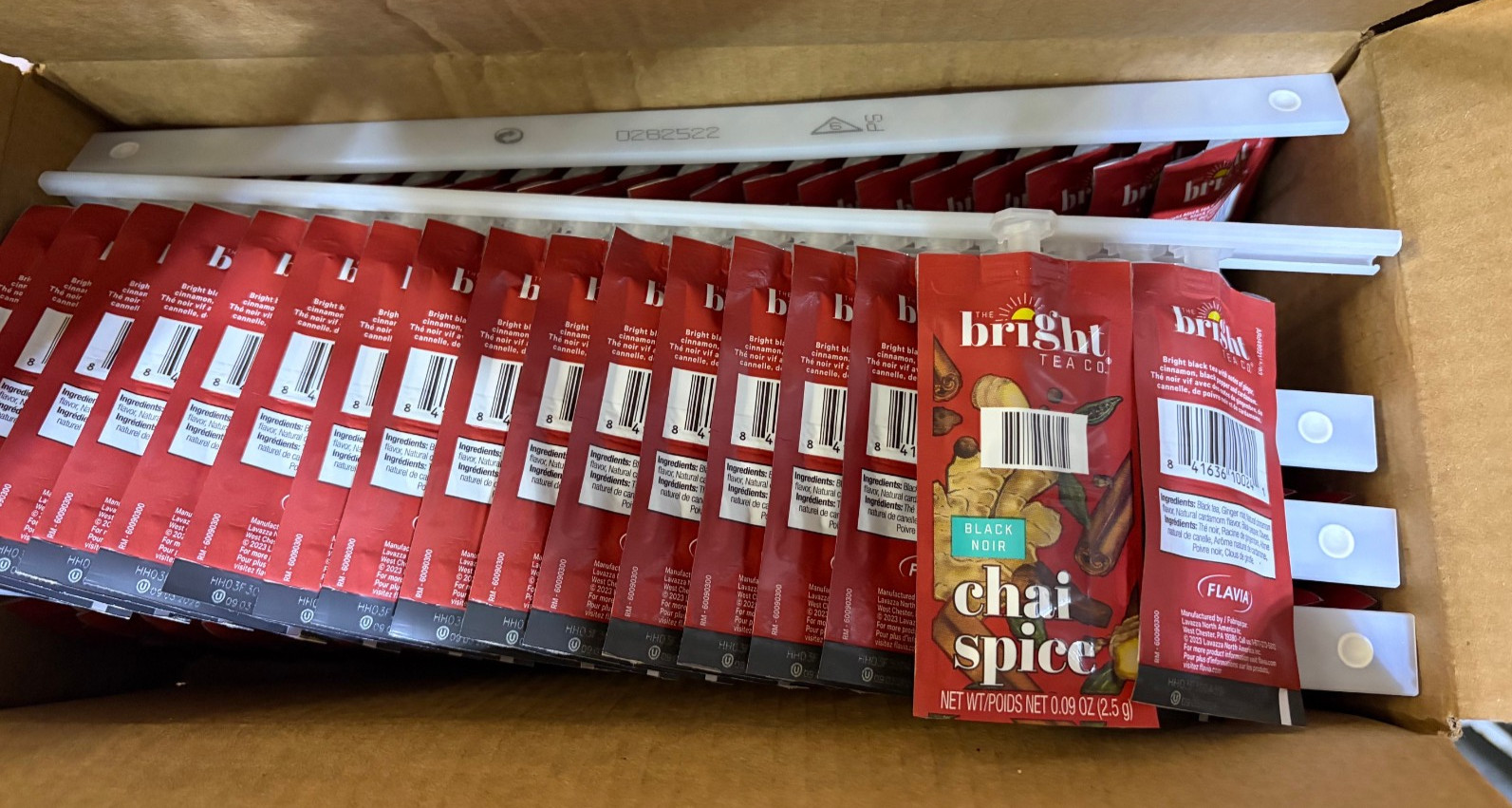 100x .09oz Bright Chai Spice Tea Rails 48021 BB 9/03/2026 Flavia Lavazza Ginger