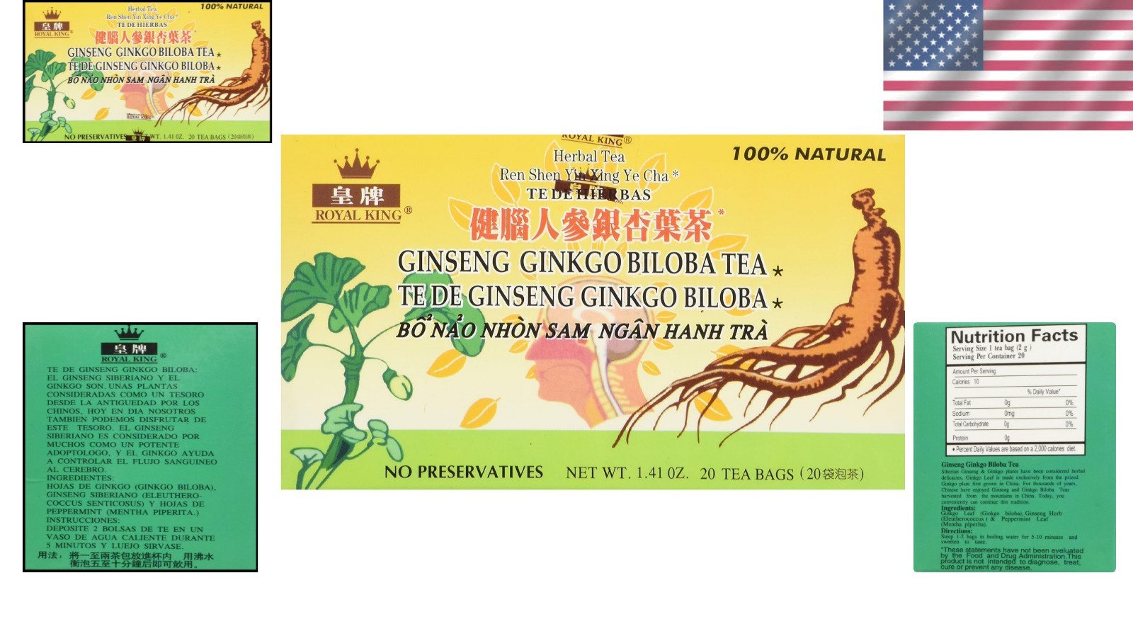Boost Energy and Support Heart Health with Ginseng Ginkgo Biloba Tea – 20 Bags