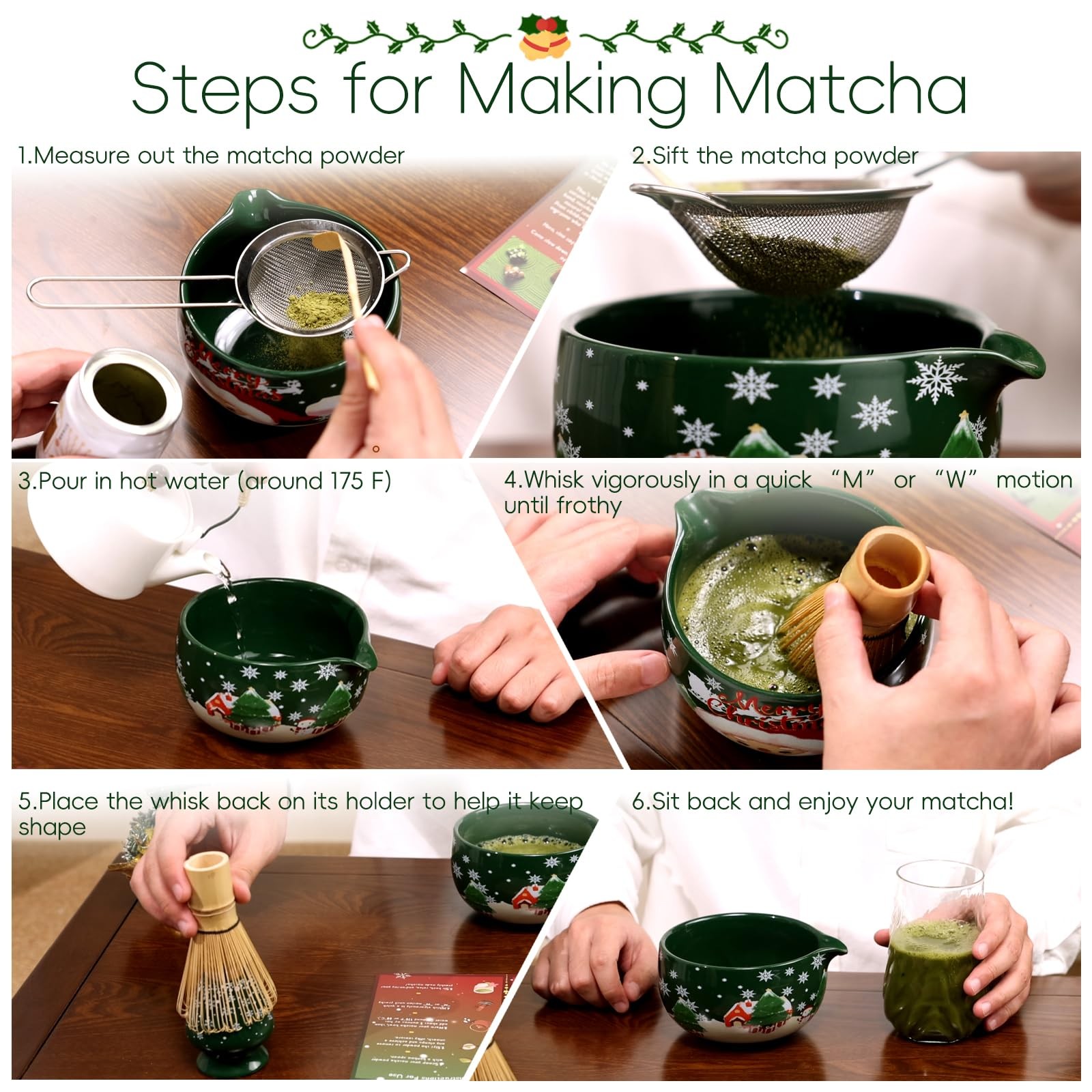 Christmas Gifts Matcha Whisk Set, Ceramic Matcha Set Includes Bowl & Holder, …