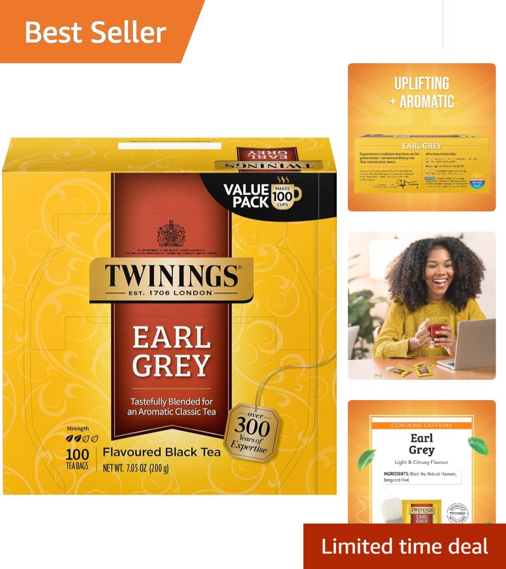 Classic Earl Grey Tea – 100 Individually Wrapped Bags for Hot or Iced Enjoyment