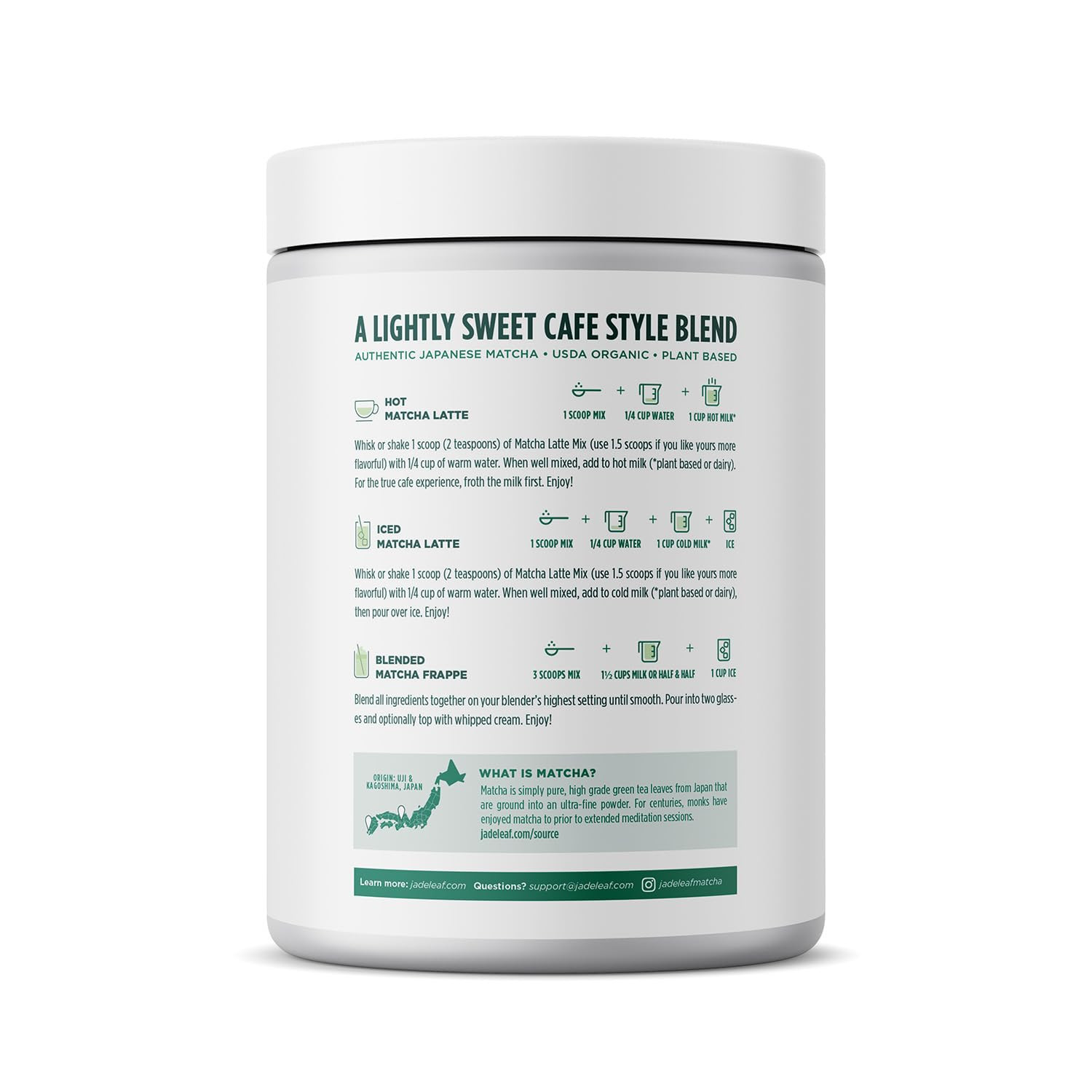 Organic Matcha Latte Mix – Bulk Value Size – Lightly Sweet Japanese Matcha Green