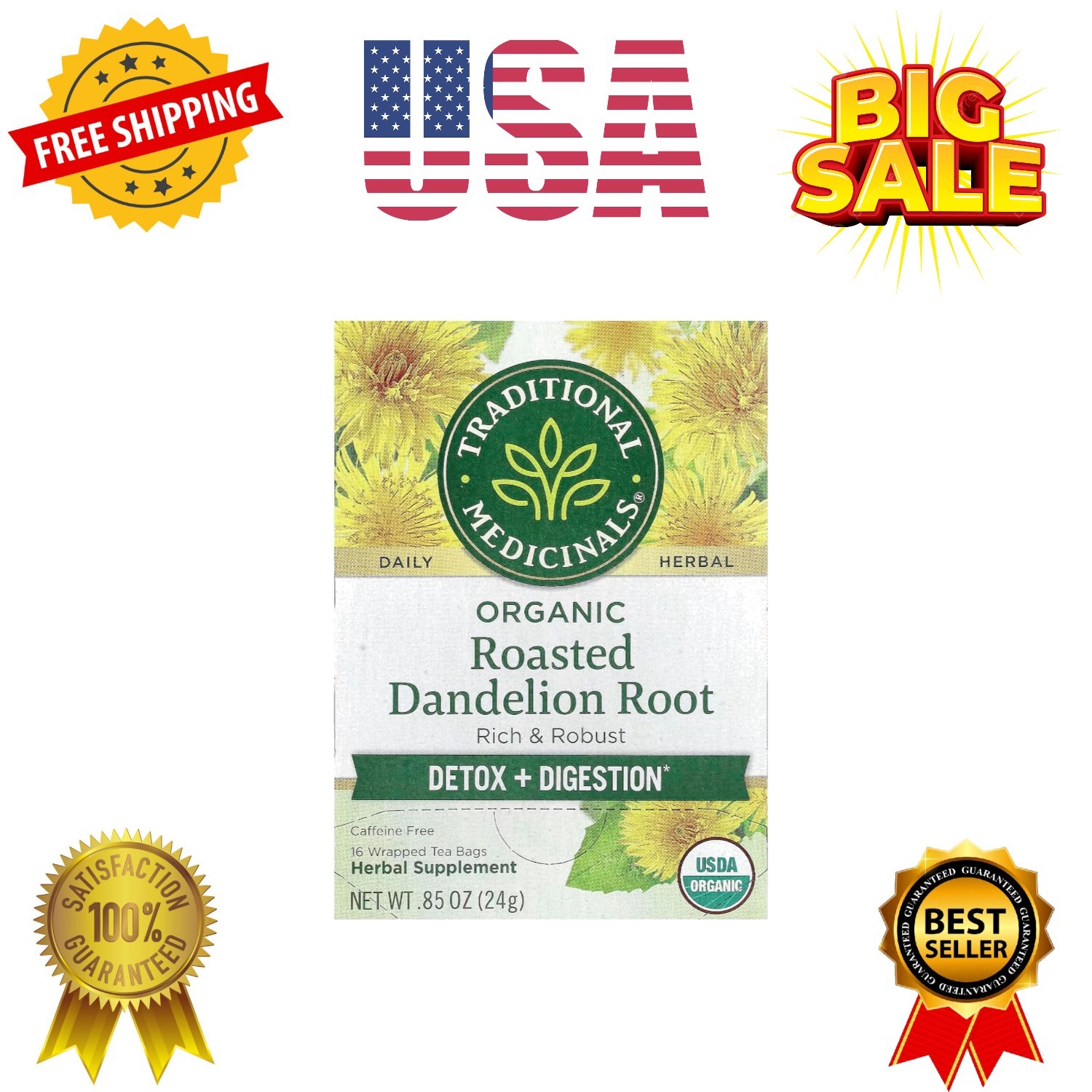Organic, Roasted, Dandelion Root Tea – Supports Normal Detox + Digestion – Ko…