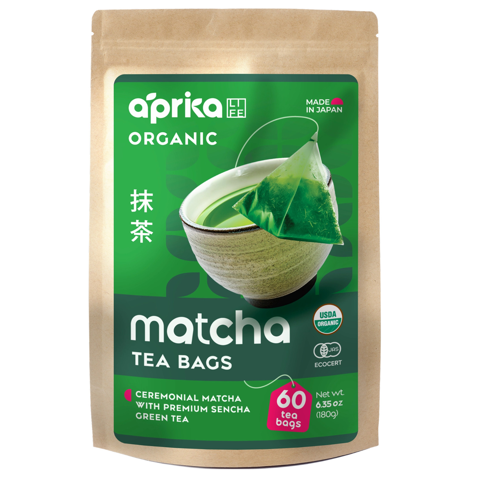 Matcha Green Tea, 60 bags, 100% Pure Japanese Tea, USA seller, 0 sugar