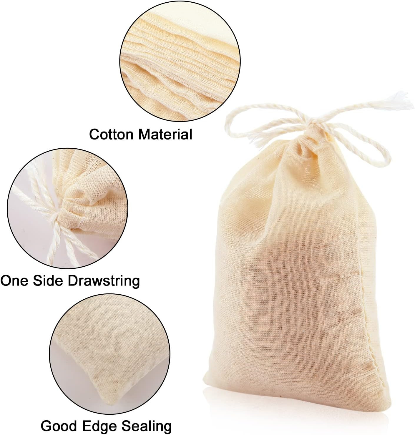 50 Pcs Cheese Cloth Tea Bags 4 X 3 Inch for Straining Reusable Tea Filter Loose