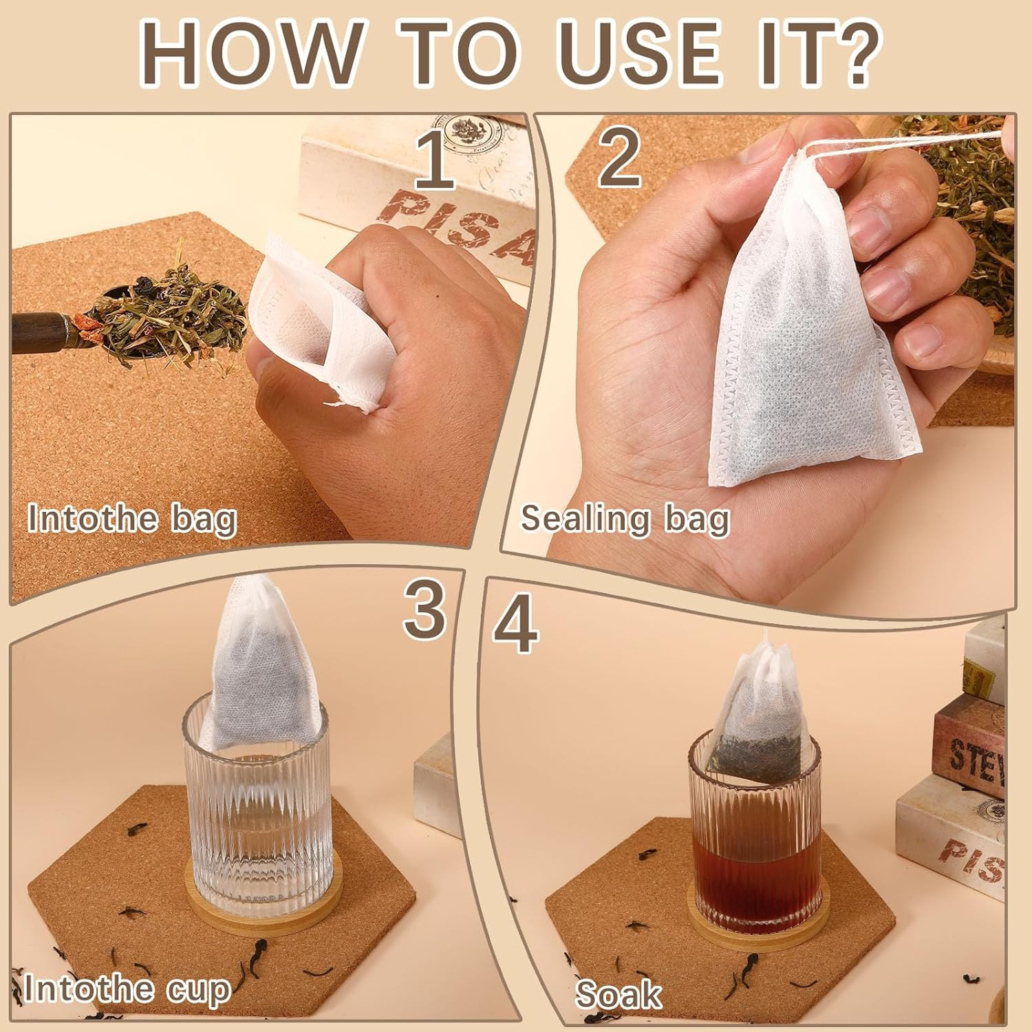 300 Pcs Empty Tea Bags for Loose Leaf Tea, Disposable Small Tea Filter Bags with