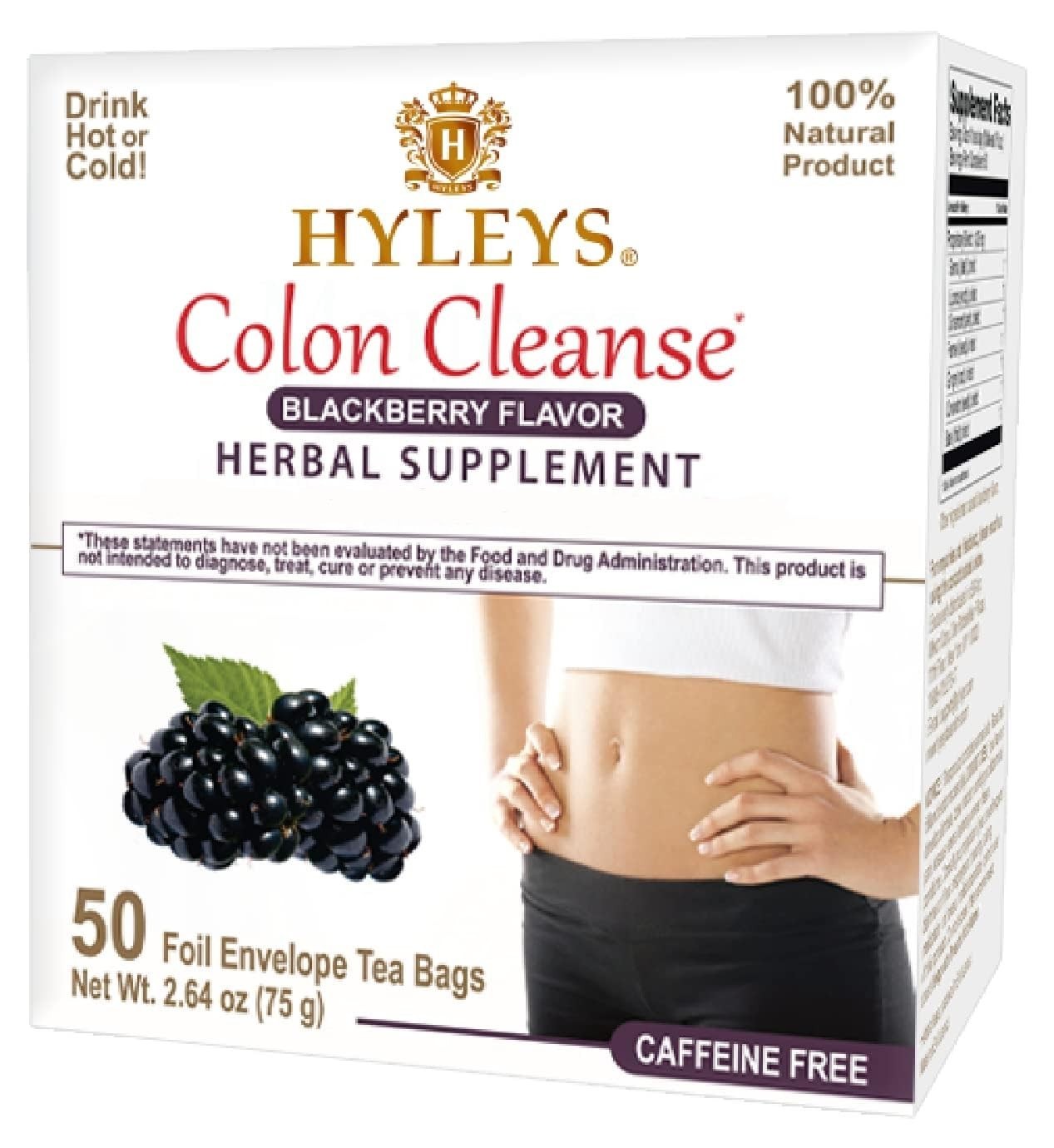 Hyleys Colon Cleanse Tea Blackberry Flavor – 50 Tea Bags (1 Pack)