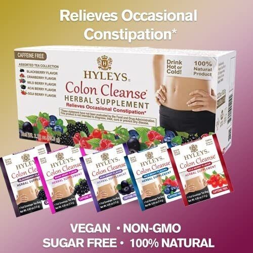 (2-PACK BUNDLE ) HYLEYS 42 CT Colon Cleanse 5 Flavor Assorted Tea (84 TEA BAGS)