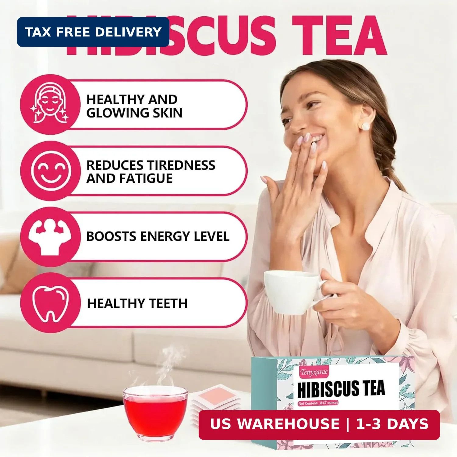 Hibiscus Tea Bags-120 Tea Bags (2g/Bag), Made from 100% Natural Hibiscus | Antio