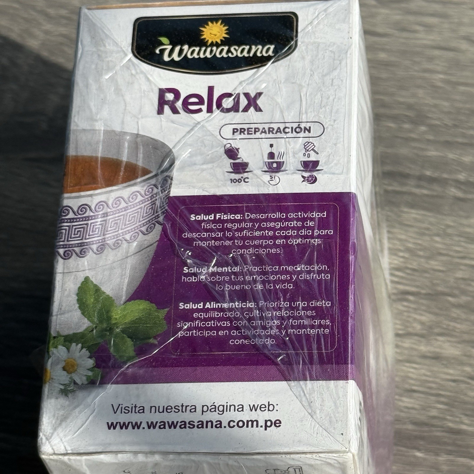 Wawasana Relax 50Tea Bags Peruvian Herbal 100%Natural Mix Herbs Made in Peru 75g
