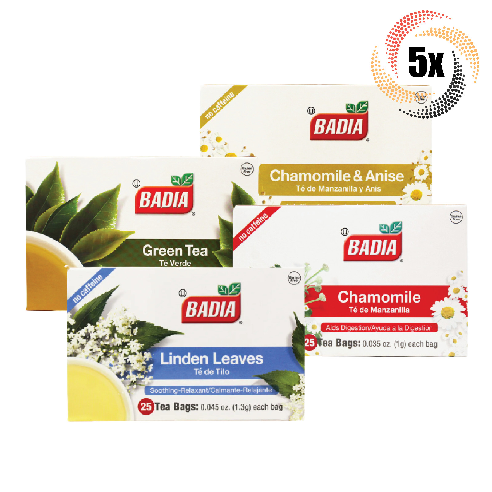 5x Boxes Badia Variety Flavor Tea | 25 Bags Per Box | Mix & Match!