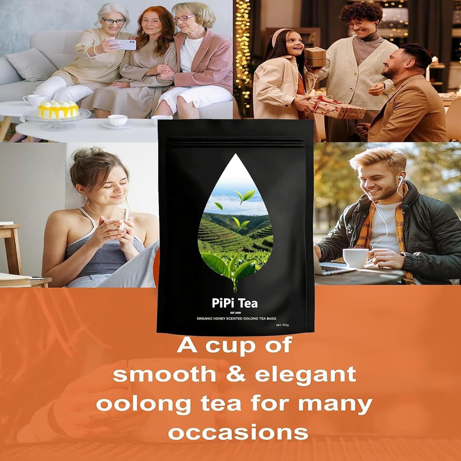 Pipi Tea Oolong,Pipi Oolong Tea,4g*20 Bags Selected Tea Leaves,Cortisol &Calming