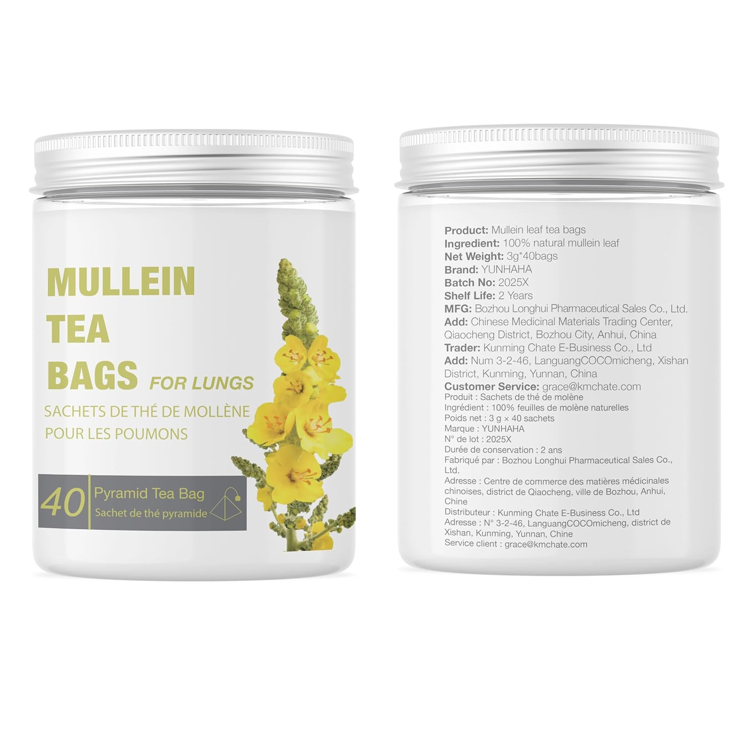 40 Bags Dried Mullein Leaf Tea for Lungs – Lung Detox Cleanse Tea for Smokers –
