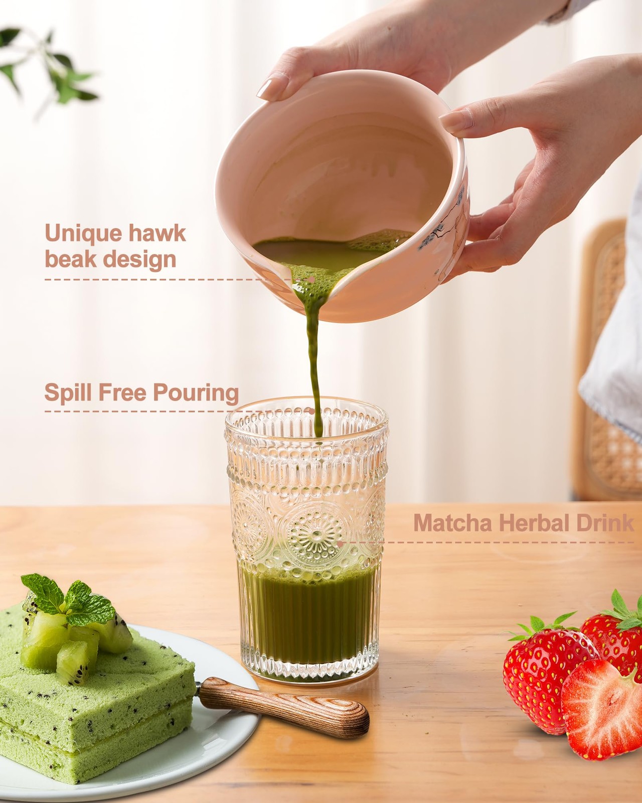 Matcha Whisk Set, Ceramic Matcha Set Includes Matcha Bowl, Matcha Whisk and H…