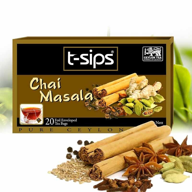 t sips Black tea with chai masala flavour 20bags x 4 packs pure ceylon tea