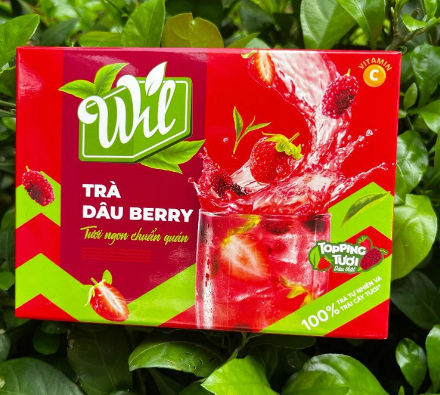 Vietnamese Tea Strawberry Berry Tea With Real Topping 140G (5 Packs x 14g)