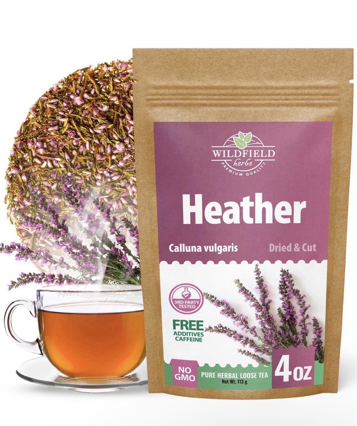 Dried Heather Flowers & Leaves Herbal Tea 4 oz Calluna vulgaris 113g