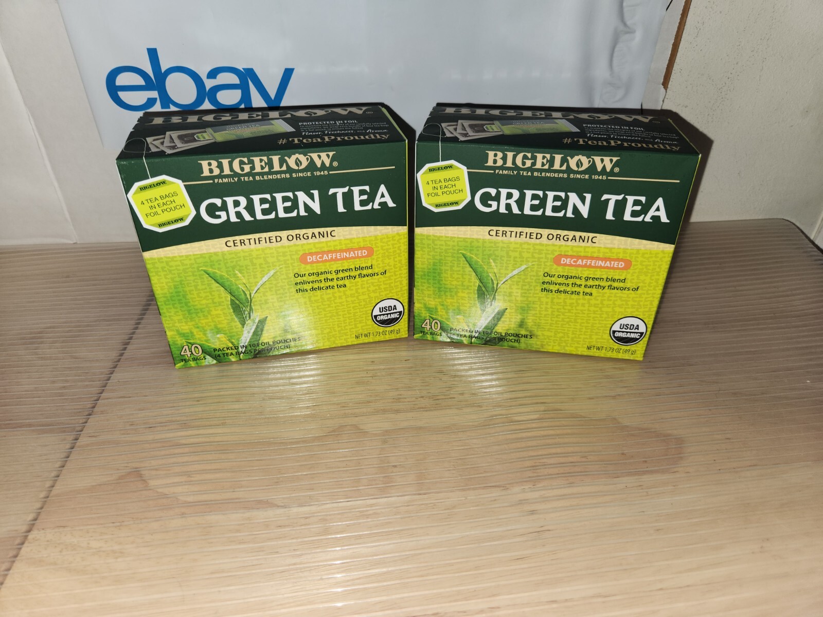 (2) Bigelow Organic Decaffeinated Green Tea | 40 Tea Bags Each | 1.73oz Lot Of 2
