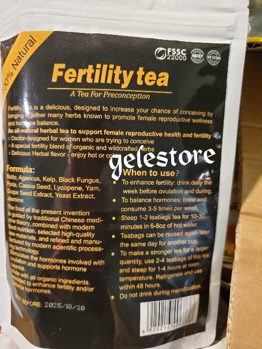 Just 2 Shine Fertility Tea 30 Tea Bags Per Pack. Delicious Flavor, 100% Natural