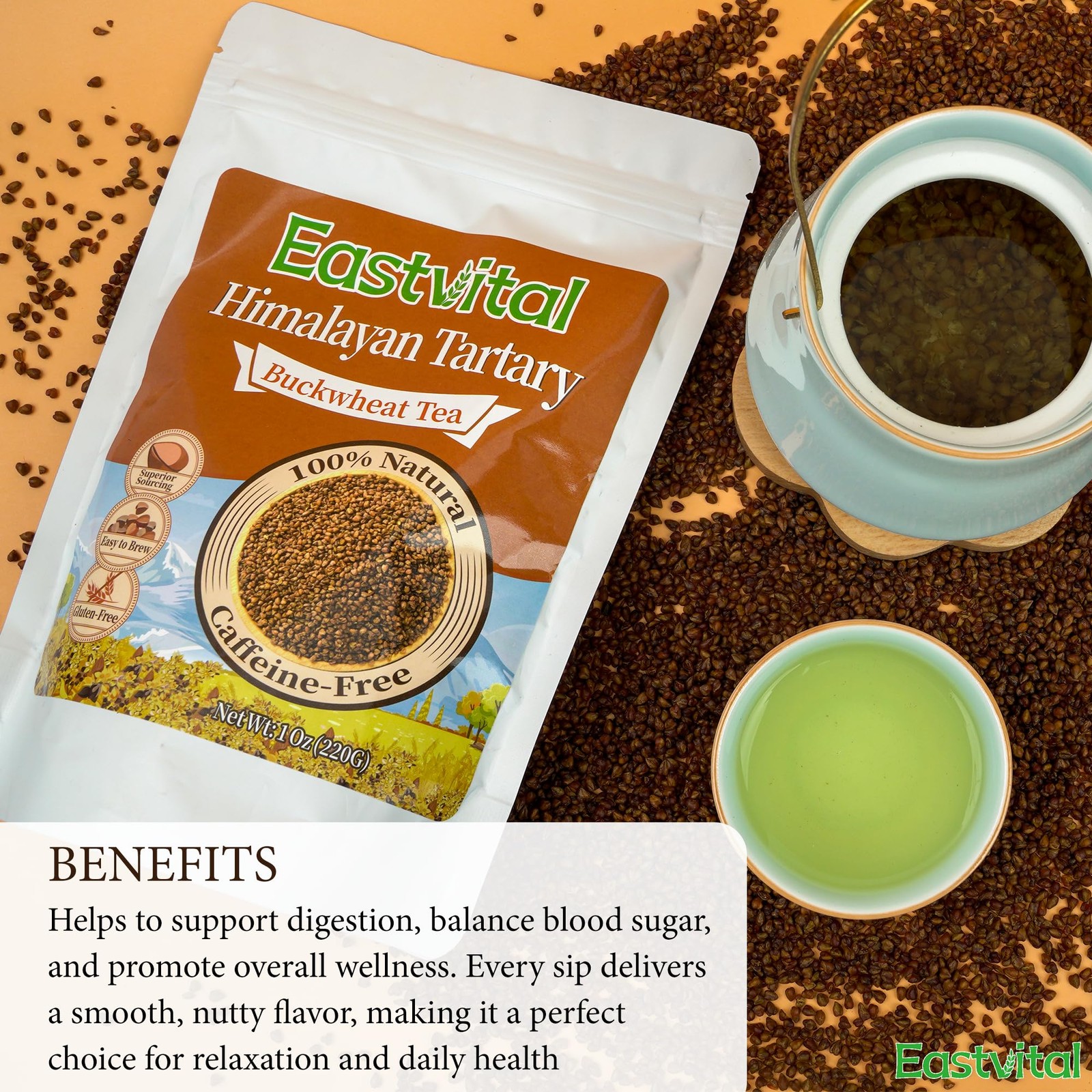 Himalayan Tartary Buckwheat Tea 220g – Caffeine & Sugar Free Roasted Buckwhea…