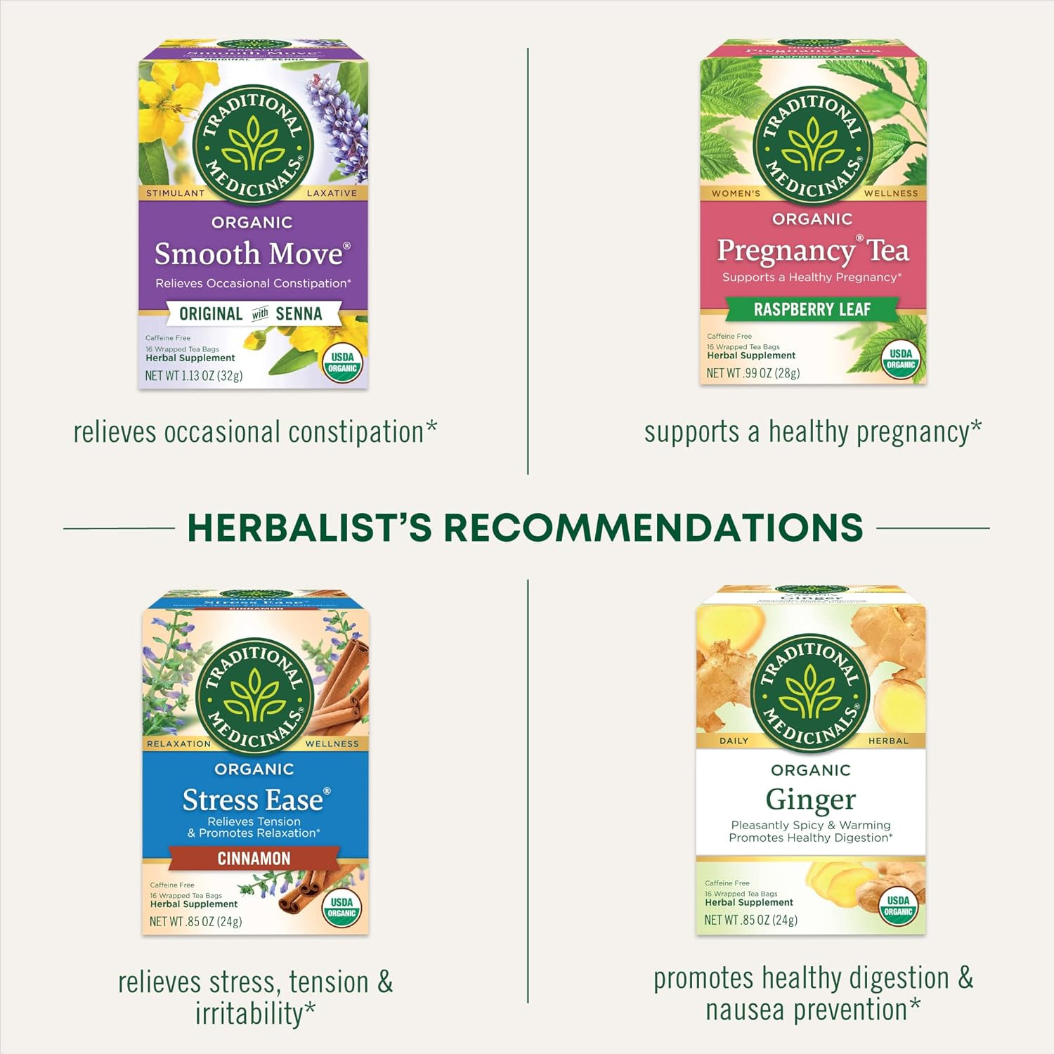Traditional Medicinals Organic Raspberry Leaf Tea, Menstrual & Pregnancy 48 Bags