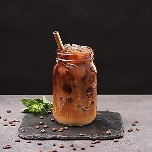 Reusable Boba Bubble Tea & Smoothie Cups – 2 Glass Wide Mouth 32oz Mason Jars