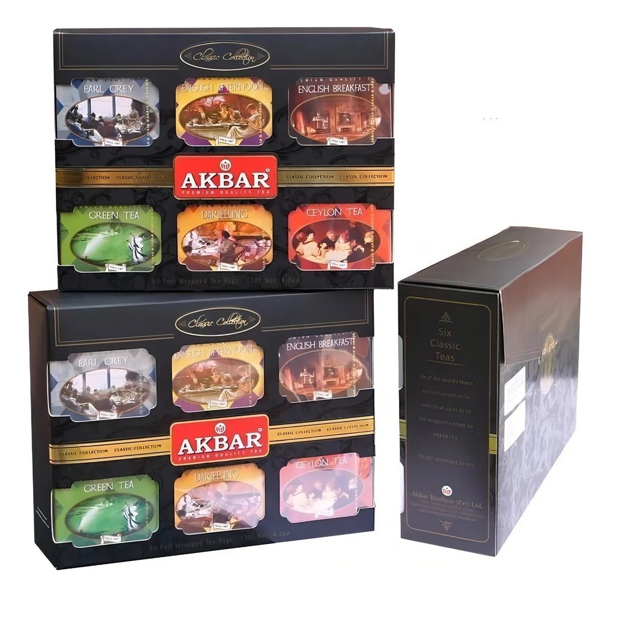 Akbar Classic Collection 60 Foil Tea Bags 115g – 5 Ceylon Tea Varieties Gift Box