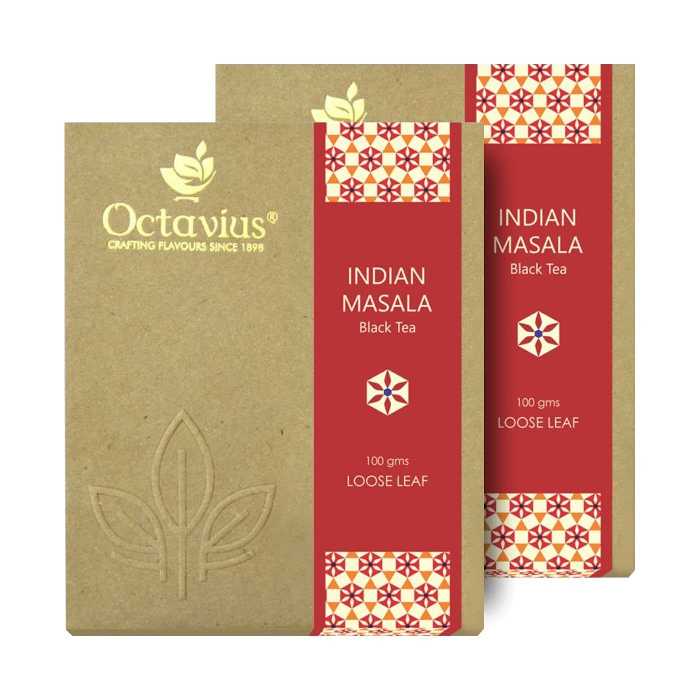 Octavius Indian Masala Black Tea -100Gm (Pack of 2) Natural Spices Loose Leaf