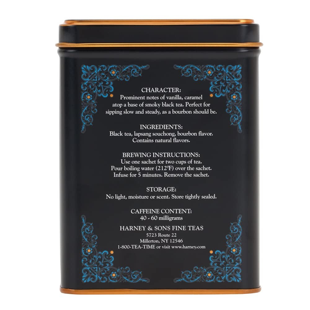Harney & Sons Black Cask Bourbon Tea, 20 Sachets of Smoky Lapsang Black Tea