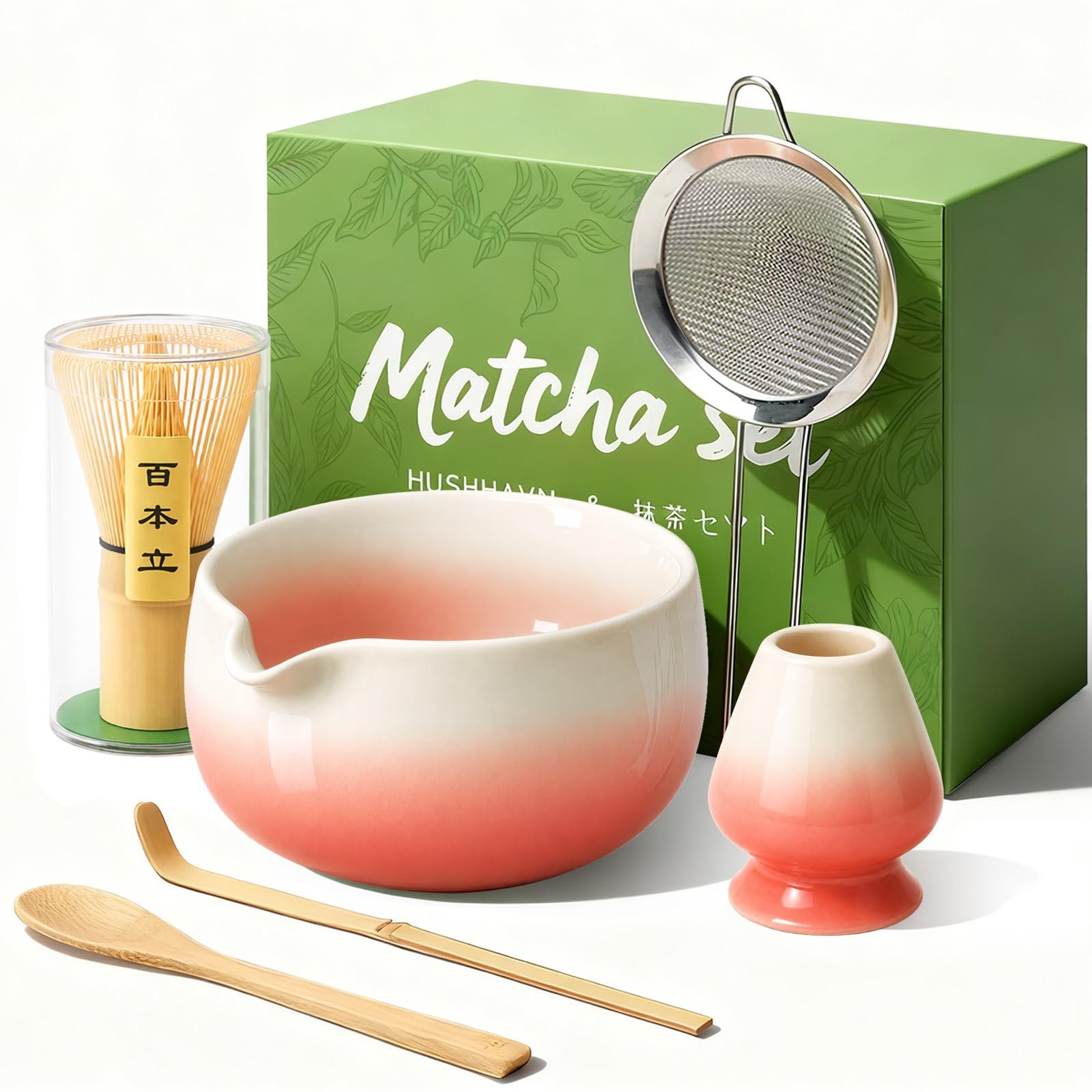 Matcha Whisk Set, Ceramic Matcha Set Includes Bowl & Holder, Bamboo Whisk (Ch…