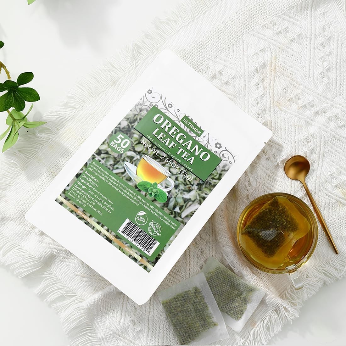 Premium 50 Oregano Tea Bags, Made with 100% Natural Oregano Leaves, No Additives