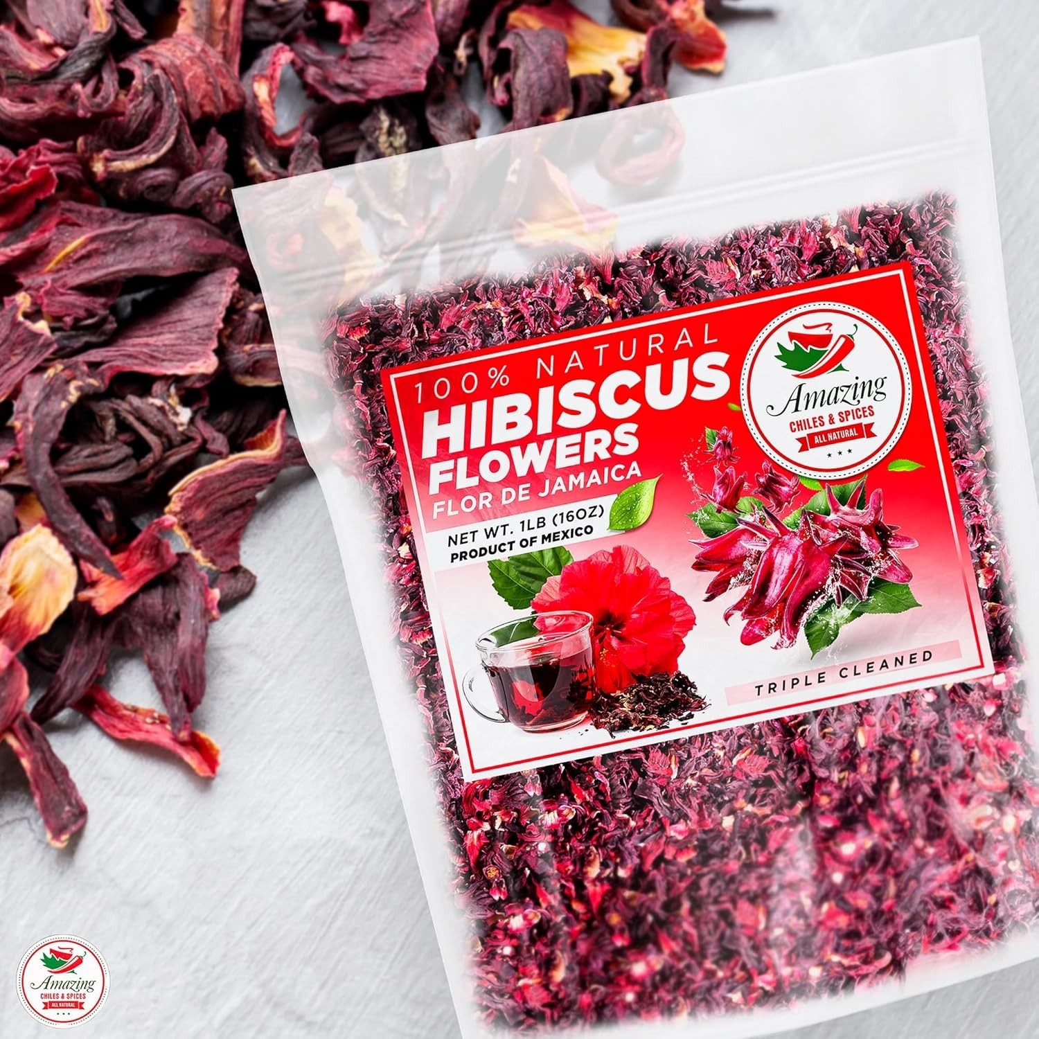 Triple Cleaned Hibiscus Flowers 2lb – All Natural=
