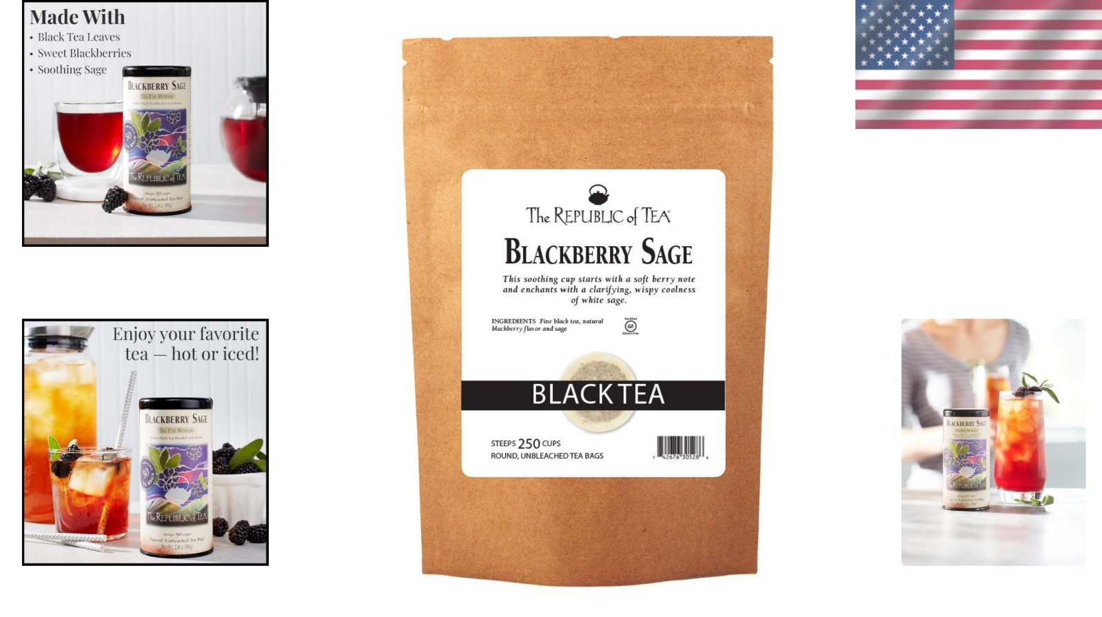 Gourmet Blackberry Sage Black Tea, 250 Bags – Sugar & Carb Free Delight