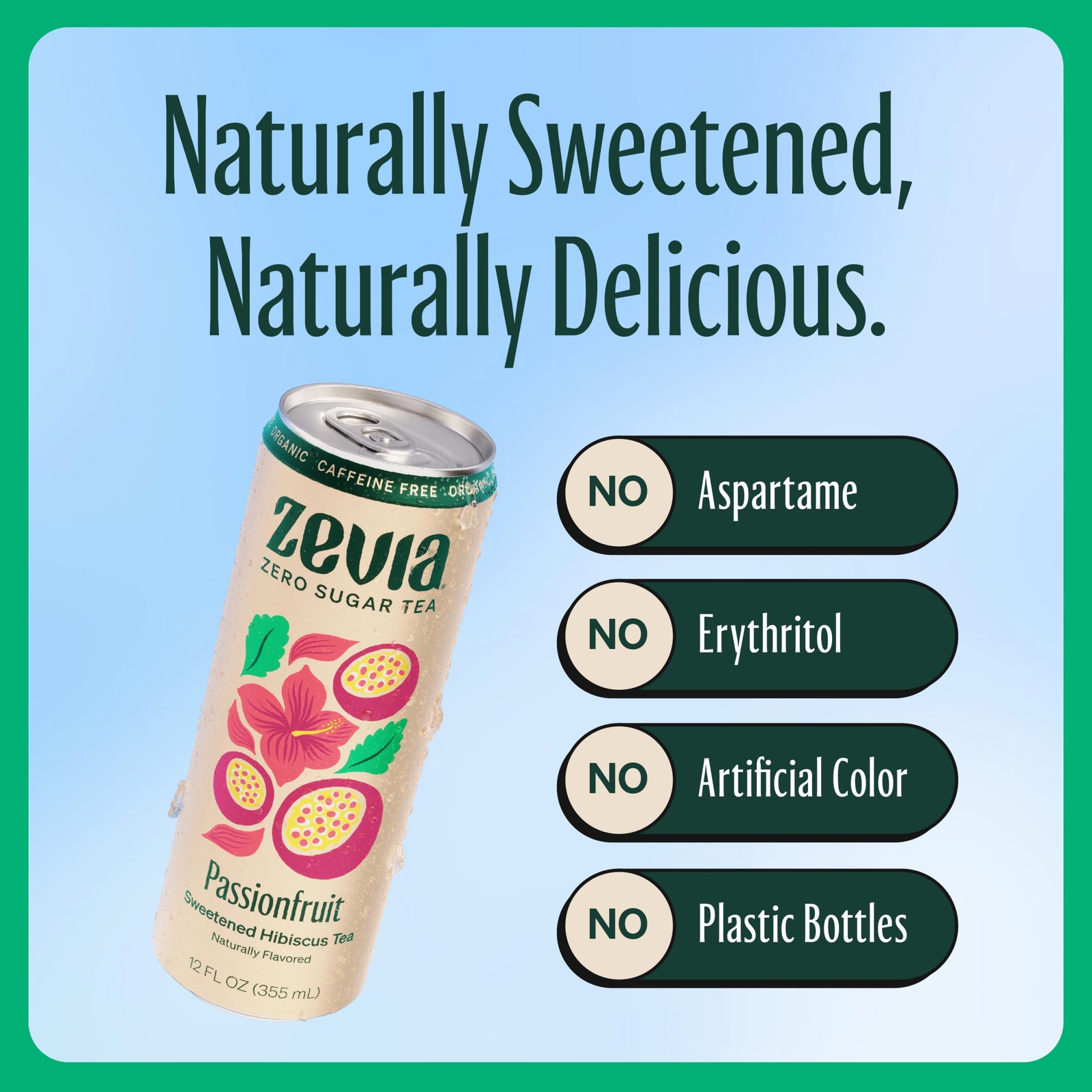 Organic Sugar Free Iced Tea, Caffeine Free Hibiscus Tea Passionfruit, 12 Ounc…