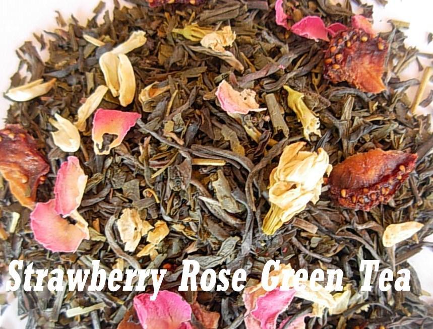 Organic Strawberry Rose Green Tea 8oz (1/2 lb) loose leaf Aromatic, delicious