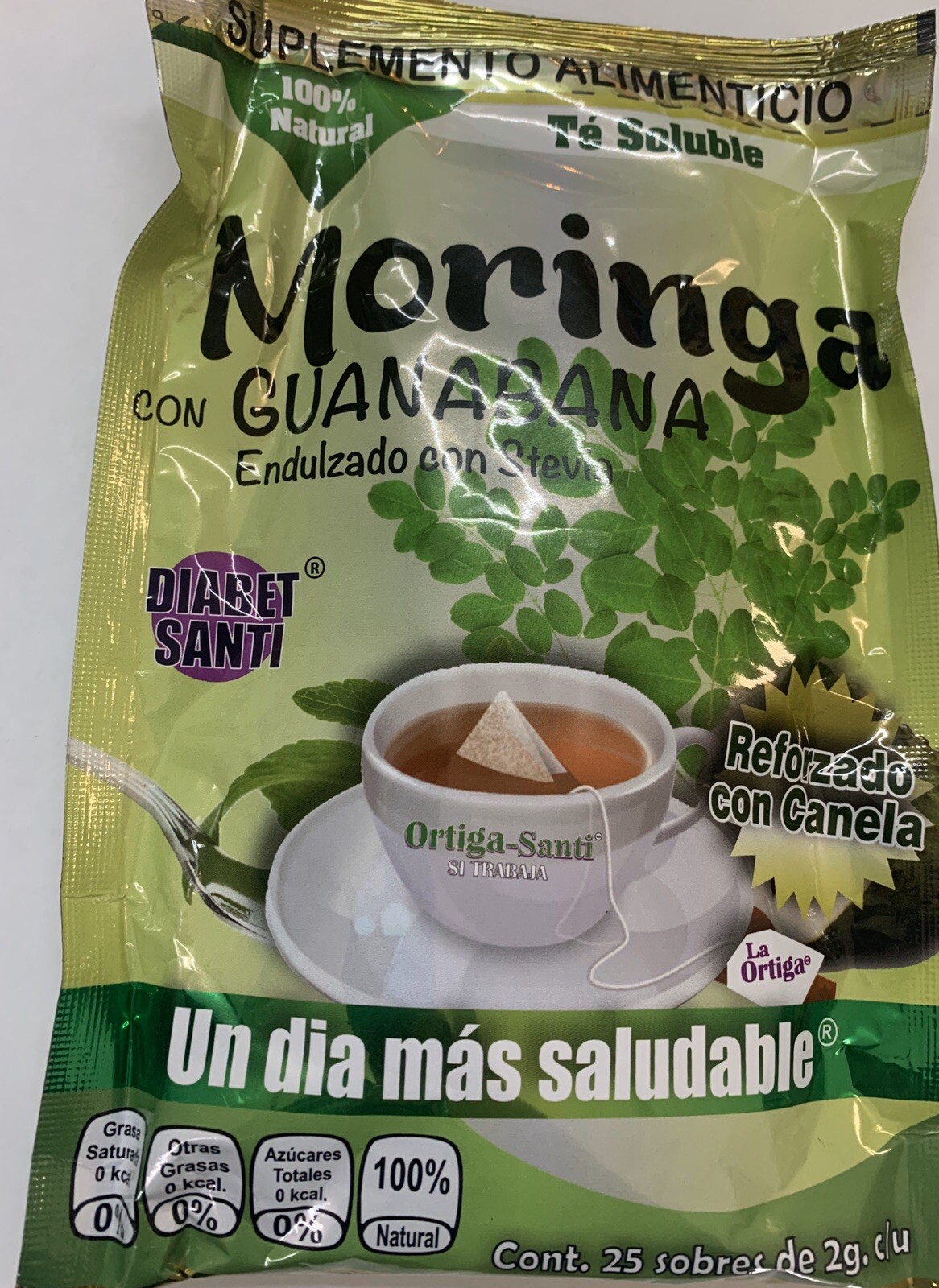 Te De Moringa Con Guanabana Reforzado Con Canela 25 Tea Bags 100% Natural