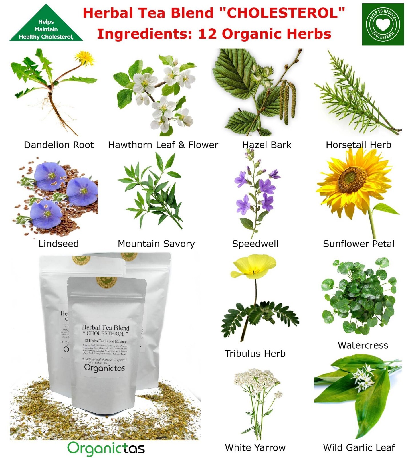 Herbal Tea for High and Bad Cholesterol – 12 organic herbs herbal diet support