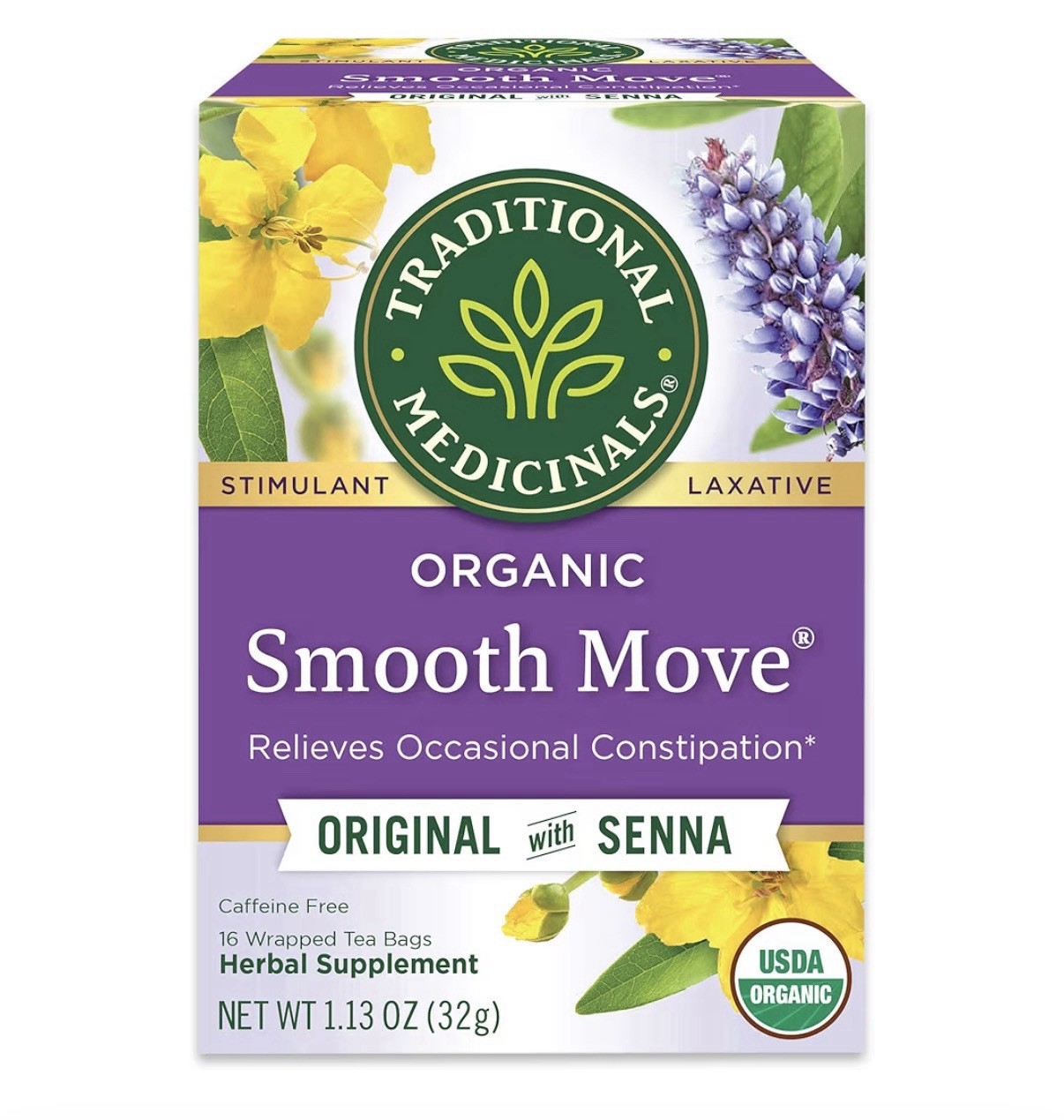 Traditional Medicinals Organic Smooth Move Herbal Tea Senna Licorice 16 Bags