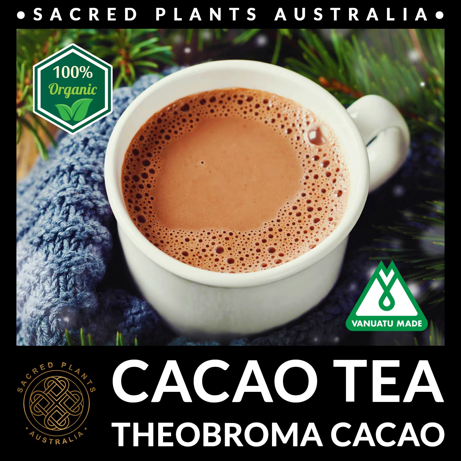 CACAO TEA 25g Organic Theobroma cacao Husks Chocolate Tea Vanuatu Sacred Shaman